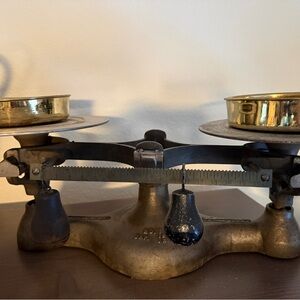 Vintage Balance Scale with Weights | Antique Metal Scale | Farmhouse Decor